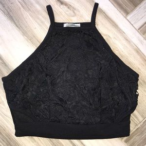 Black lace crop top